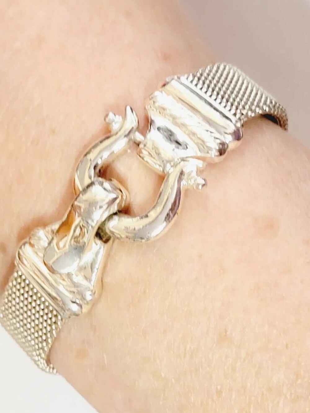 Silver-tone Mesh Buckle‎ Bracelet sbr-65